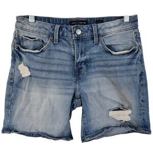 Lucky Brand The Roll Up Jeans Shorts Women's 4 Blue Distressed Festival Beachy